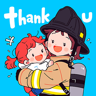 여자 어린이 하늘색 일러스트 안기 미소 소녀 상반신 성인 두명 소방관 감사 땡큐 소방관모자 여자만 방호복 일러캐릭터 AI파일 캐릭터 모자_잡화 옷 감정 모션 표정 사람 파란색 구조원 소방 파일형식 벡터