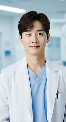 JPG 편집이미지 남자 의학 병원 한명 미소 상반신 성인 앞모습 의사 의료성형뷰티 성인남자한명만 편집실사 IC큐레이션 AI인물포토 AI콘텐츠 1 뷰포인트 표정 사람 의료진 CG 남자한명만 성인남자만 파일형식 AI포토