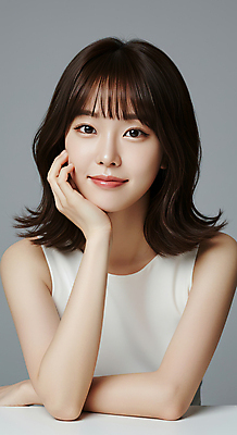 JPG 편집이미지 여자 여유 회색배경 실내 한명 미소 웃음 상반신 성인 캐주얼 뷰티 턱괴기 단발머리 심플 의료성형뷰티 성인여자한명만 편집실사 AI인물포토 AI콘텐츠 1 헤어스타일 옷 감정 백그라운드 모션 표정 사람 내부 회색 CG 여자한명만 성인여자만 파일형식 AI포토