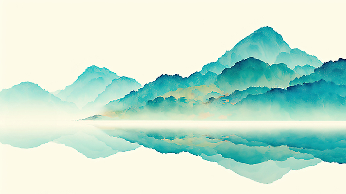 JPG 호수 일러스트 자연 풍경 사람없음 초록색 반사 고요 경관 산맥 국내일러스트 AI일러스트 AI콘텐츠 컬러 산 생태계 파일형식