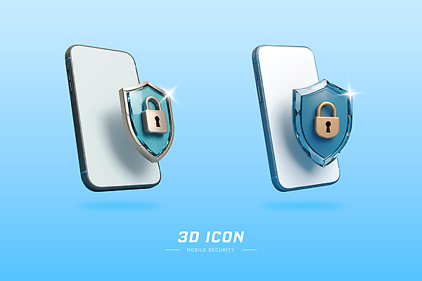 PSD 편집이미지 하늘색 모바일 자물쇠 사람없음 반짝임 스마트폰 세트 3D 보호 사이버 오브젝트 보안 온라인 개인정보 방패모양 엘리먼트 편집3D 모양 컨셉 모션 안전 파란색 핸드폰 스마트기기 정보 디지털합성 방패 파일형식