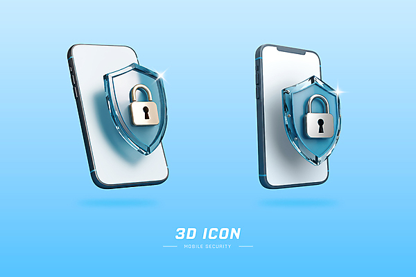 PSD 편집이미지 하늘색 모바일 자물쇠 사람없음 반짝임 스마트폰 세트 3D 보호 사이버 오브젝트 보안 온라인 개인정보 방패모양 엘리먼트 편집3D 모양 컨셉 모션 안전 파란색 핸드폰 스마트기기 정보 디지털합성 방패 파일형식