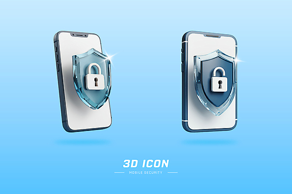 PSD 편집이미지 하늘색 모바일 자물쇠 사람없음 반짝임 스마트폰 세트 3D 보호 사이버 오브젝트 보안 온라인 개인정보 방패모양 엘리먼트 편집3D 모양 컨셉 모션 안전 파란색 핸드폰 스마트기기 정보 디지털합성 방패 파일형식