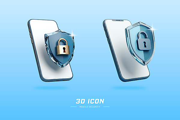 PSD 편집이미지 하늘색 모바일 자물쇠 사람없음 반짝임 스마트폰 세트 3D 보호 사이버 오브젝트 보안 온라인 개인정보 방패모양 엘리먼트 편집3D 모양 컨셉 모션 안전 파란색 핸드폰 스마트기기 정보 디지털합성 방패 파일형식