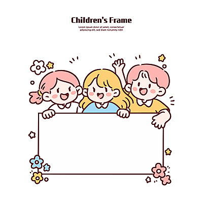 여자 남자 꽃 어린이 무지개 일러스트 웃음 소녀 소년 세명 귀여움 팻말 잡기 손인사 파스텔톤 어린이만 국내일러스트 AI파일 자연요소 식물 컬러 컨셉 모션 프레임 표정 사람 인사 파일형식 벡터