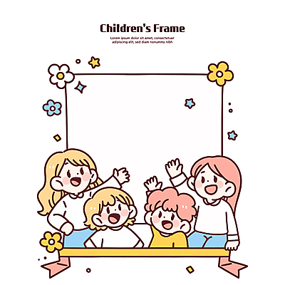 여자 남자 꽃 리본 어린이 무지개 일러스트 프레임 웃음 소녀 소년 여러명 반짝임 귀여움 가리킴 손뻗기 파스텔톤 어린이만 국내일러스트 AI파일 자연요소 식물 컬러 다수 컨셉 모션 표정 사람 손짓 파일형식 벡터