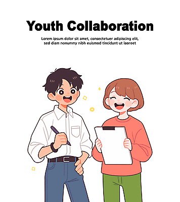 여자 남자 허리손 일러스트 회의 협력 대화 미소 들기 청년 두명 반짝임 펜 직장인 토론 서류판 청년만 콜라보레이션 일러캐릭터 AI파일 직업 캐릭터 포즈 비즈니스 모션 표정 말하기 사람 성인 필기구 사무용품 성인만 파일형식 벡터