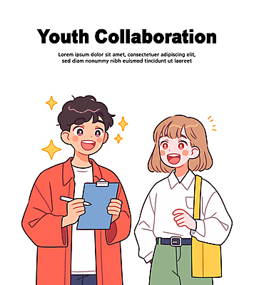 여자 남자 가방 일러스트 회의 협력 대화 미소 들기 청년 두명 반짝임 펜 직장인 토론 서류판 청년만 콜라보레이션 일러캐릭터 AI파일 직업 캐릭터 잡화 비즈니스 모션 표정 말하기 사람 성인 필기구 사무용품 성인만 파일형식 벡터