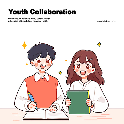 여자 남자 대학생 일러스트 협력 대화 미소 들기 상반신 청년 두명 반짝임 펜 공책 청년만 콜라보레이션 일러캐릭터 AI파일 캐릭터 학생 모션 문구용품 표정 말하기 사람 성인 필기구 성인만 파일형식 벡터