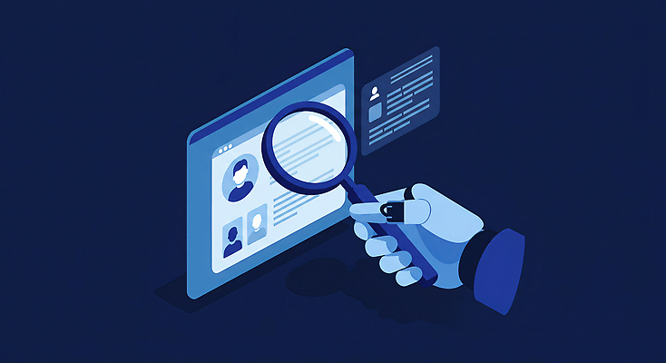 JPG 무료이미지 일러스트 비즈니스 돋보기 사람모양 들기 사람없음 파란색 구직 검색 확대경 로봇팔 찾기 채용 AI_인공지능 국내일러스트 AI일러스트 AI콘텐츠 모양 컬러 컨셉 모션 로봇 파일형식