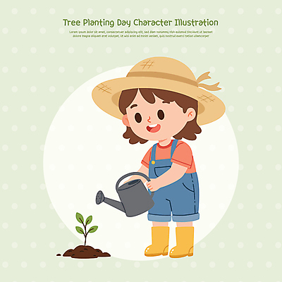 전신 여자 어린이 일러스트 장화 한명 미소 들기 소녀 연두색 자연보호 물뿌리개 식목일 멜빵 물주기 묘목 소녀한명만 일러캐릭터 AI파일 나무 캐릭터 1 잡화 기념일 신발 모션 자연 표정 사람 초록색 보호 여자한명만 소녀만 파일형식 벡터