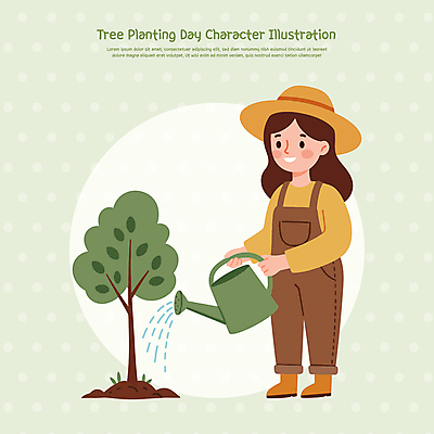 전신 여자 어린이 일러스트 한명 미소 들기 소녀 연두색 자연보호 물뿌리개 식목일 멜빵 물주기 밀짚모자 묘목 소녀한명만 일러캐릭터 AI파일 나무 캐릭터 모자_잡화 1 잡화 기념일 모션 자연 표정 사람 초록색 보호 여자한명만 소녀만 파일형식 벡터