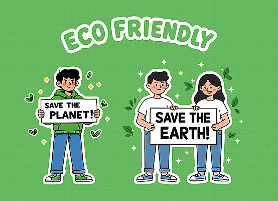 전신 여자 남자 스티커 잎 일러스트 청소년 미소 들기 세명 초록색 반짝임 세트 자연보호 그린캠페인 팻말 자신감 에코 세이프 십대만 일러캐릭터 AI파일 식물 캐릭터 감정 캠페인 컬러 모션 자연 프레임 표정 사람 환경 보호 파일형식 벡터