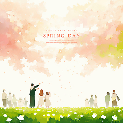 PSD 모자 여자 남자 꽃잎 꽃밭 가방 일러스트 서기 여러명 성인 손들기 봄 벚나무 감성 꽃구경 성인만 흩날리기 국내일러스트 나무 잡화 계절 꽃 다수 컨셉 모션 사람 벚꽃 파일형식