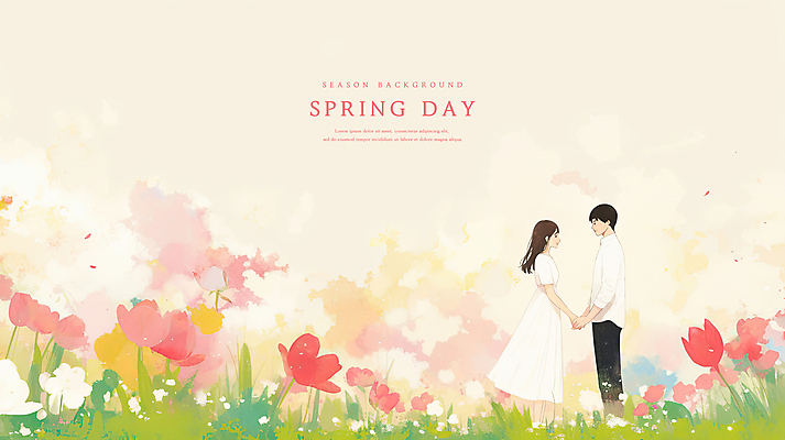 전신 PSD 커플 여자 남자 꽃밭 데이트 일러스트 사랑 잔디 성인 두명 손잡기 봄 감성 꽃구경 성인만 국내일러스트 식물 계절 꽃 감정 컨셉 관계 모션 사람 파일형식