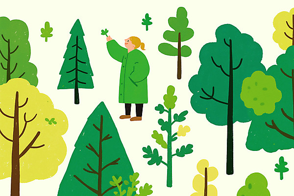 전신 PSD 나무 여자 일러스트 한명 미소 들기 성인 초록색 풀잎 숲속 식목일 에코 주머니손 성인여자한명만 국내일러스트 식물 1 기념일 컬러 잎 모션 표정 사람 환경 풀_식물 숲 여자한명만 성인여자만 파일형식