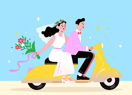 전신 여자 남자 행복 리본 꽃다발 웨딩드레스 하늘색 결혼 일러스트 나비넥타이 면사포 사랑 미소 들기 정장 성인 두명 반짝임 로맨틱 스쿠터 잡기 승차 신랑신부 성인만 국내일러스트 AI파일 드레스 옷 꽃 감정 신부_웨딩 신랑 컨셉 모션 넥타이 표정 사람 이벤트 파란색 오토바이 결혼소품 파일형식 벡터