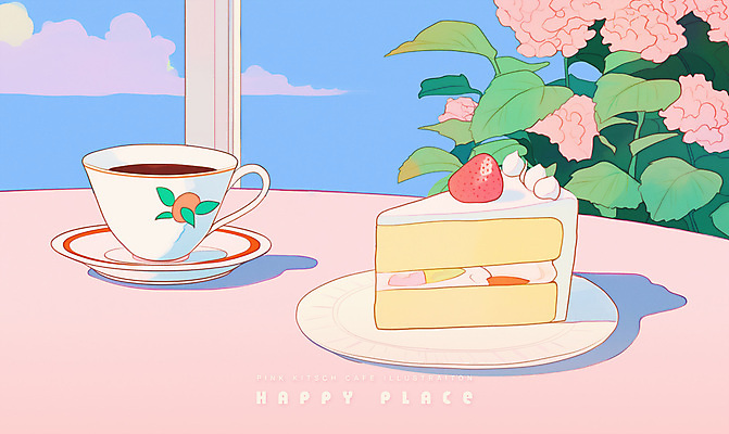 PSD 구름 접시 꽃 분홍색 잎 일러스트 탁자 하늘 사람없음 카페 빈티지 조각케이크 커피잔 컵받침 팬시 딸기케이크 시티팝 국내일러스트 자연요소 식물 식기 커피 컬러 가구 컨셉 딸기 잔 케이크 상점 받침대 파일형식