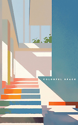 도형 PSD 일러스트 추상 실내 사람없음 빛 컬러풀 계단 공간 풀 구조물 구성 국내일러스트 식물 건축 컬러 무늬 내부 파일형식