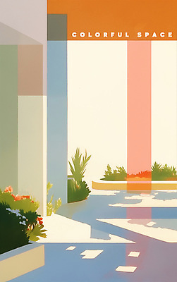도형 PSD 일러스트 추상 실내 사람없음 빛 컬러풀 공간 풀 구조물 화단 구성 국내일러스트 식물 건축 컬러 무늬 내부 파일형식