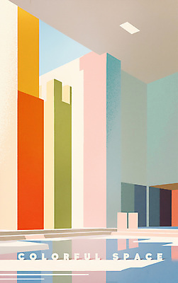도형 PSD 일러스트 추상 실내 사람없음 빛 컬러풀 공간 구조물 구성 국내일러스트 건축 컬러 무늬 내부 파일형식