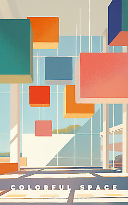 도형 PSD 일러스트 창문 추상 실내 사람없음 빛 컬러풀 공간 구조물 구성 국내일러스트 건축 컬러 무늬 내부 파일형식