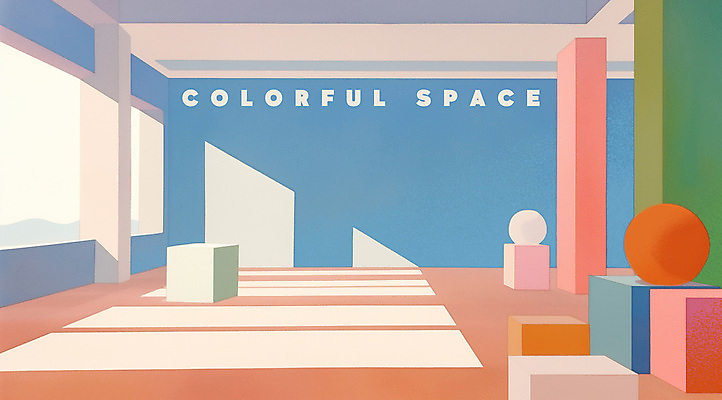 도형 PSD 일러스트 추상 실내 사람없음 빛 컬러풀 공간 구조물 구성 국내일러스트 건축 컬러 무늬 내부 파일형식