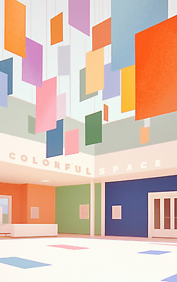 도형 PSD 일러스트 추상 실내 사람없음 컬러풀 공간 구조물 구성 국내일러스트 건축 컬러 무늬 내부 파일형식