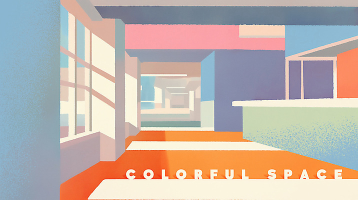 도형 PSD 일러스트 창문 추상 실내 사람없음 빛 컬러풀 공간 구조물 구성 국내일러스트 건축 컬러 무늬 내부 파일형식