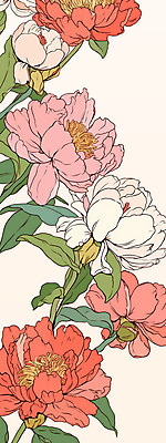 PSD 세로배너 분홍색 일러스트 봄꽃 사람없음 빈티지 풀잎 국내일러스트 배너 꽃 컬러 컨셉 잎 세로 봄 풀_식물 파일형식