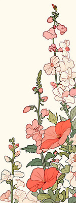 PSD 세로배너 분홍색 일러스트 봄꽃 사람없음 빈티지 풀잎 꽃봉오리 국내일러스트 배너 꽃 컬러 컨셉 잎 세로 봄 풀_식물 파일형식