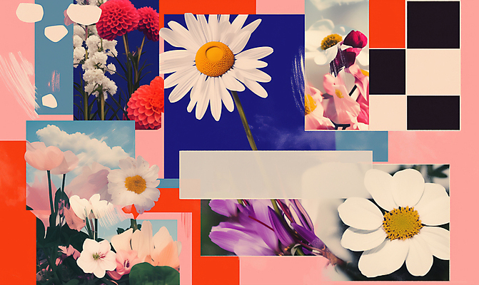 JPG 도형 구름 편집이미지 꽃 스티커 하늘 붓터치 사람없음 컬러풀 빈티지 풀잎 복고 체크무늬 콜라주 겹침 구성 편집실사 AI컴퓨터그래픽 AI콘텐츠 자연요소 식물 컬러 컨셉 잎 무늬 풀_식물 CG 파일형식