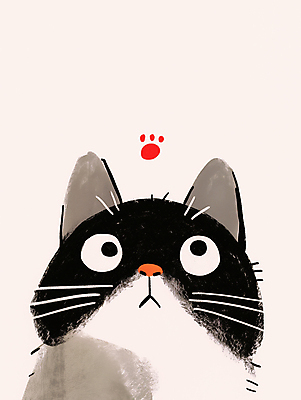 JPG 한마리 일러스트 수채화 사람없음 귀여움 고양이 발자국 미니멀 멍청 국내일러스트 AI일러스트 AI콘텐츠 1 컨셉 포유류 자국 반려동물 파일형식