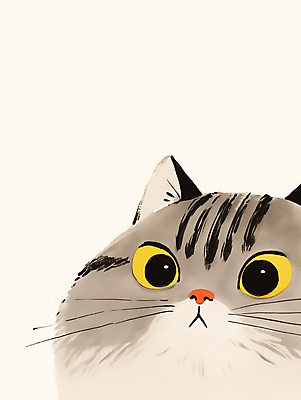 JPG 한마리 일러스트 수채화 사람없음 귀여움 고양이 미니멀 국내일러스트 AI일러스트 AI콘텐츠 1 컨셉 포유류 반려동물 파일형식