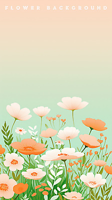 PSD 분홍색 꽃백그라운드 일러스트 봄꽃 사람없음 들꽃 풀잎 그라데이션 민트색 국내일러스트 꽃 컬러 백그라운드 잎 봄 풀_식물 파일형식