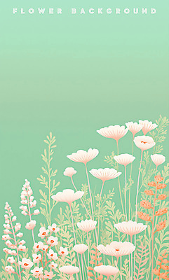 PSD 꽃백그라운드 일러스트 봄꽃 사람없음 들꽃 풀잎 민트색 국내일러스트 꽃 컬러 백그라운드 잎 봄 풀_식물 파일형식