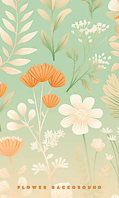 PSD 꽃백그라운드 일러스트 봄꽃 사람없음 들꽃 풀잎 민트색 국내일러스트 꽃 컬러 백그라운드 잎 봄 풀_식물 파일형식