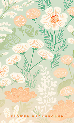 PSD 꽃백그라운드 일러스트 봄꽃 사람없음 들꽃 풀잎 민트색 국내일러스트 꽃 컬러 백그라운드 잎 봄 풀_식물 파일형식