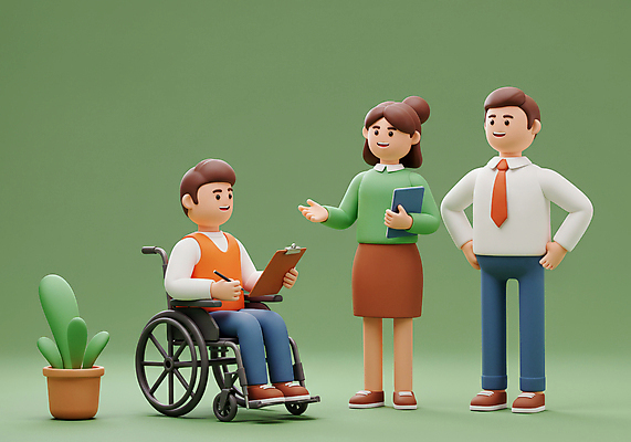 JPG 전신 편집이미지 여자 남자 화분 허리손 회의 커뮤니케이션 3D캐릭터 대화 서기 미소 웃음 들기 앉기 정장 성인 세명 초록색 태블릿 펜 3D 가리킴 장애인 비즈니스캐릭터 휠체어 서류판 성인만 편집3D AI컴퓨터그래픽 AI콘텐츠 캐릭터 옷 컬러 포즈 비즈니스 모션 표정 말하기 사람 손짓 전자제품 스마트기기 필기구 사무용품 디지털합성 장애 파일형식