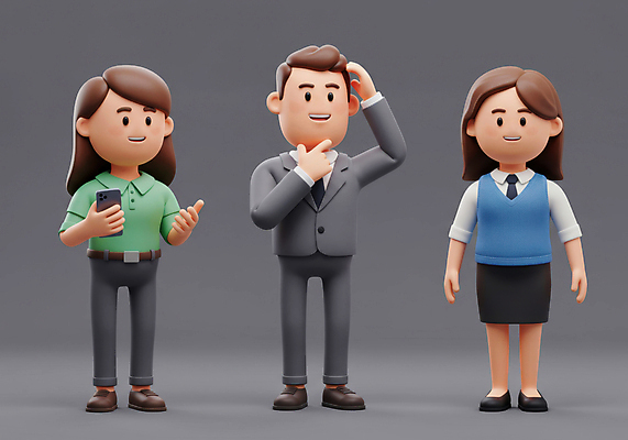 JPG 전신 편집이미지 여자 남자 3D캐릭터 미소 들기 정장 성인 세명 스마트폰 손들기 회색 만지기 비즈니스맨 비즈니스우먼 비즈니스캐릭터 동료 성인만 머리긁기 편집3D AI컴퓨터그래픽 AI콘텐츠 캐릭터 옷 컬러 비즈니스 관계 모션 표정 사람 핸드폰 스마트기기 3D 직장인 파일형식 긁기