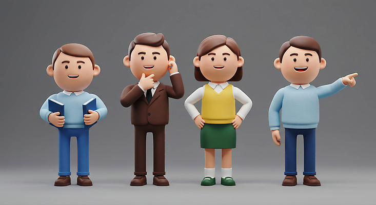 JPG 전신 편집이미지 여자 남자 허리손 3D캐릭터 서기 미소 들기 정장 여러명 성인 책 손들기 회색 만지기 가리킴 비즈니스맨 비즈니스우먼 비즈니스캐릭터 동료 성인만 머리긁기 편집3D AI컴퓨터그래픽 AI콘텐츠 캐릭터 옷 컬러 포즈 다수 비즈니스 관계 모션 표정 사람 손짓 3D 직장인 파일형식 긁기