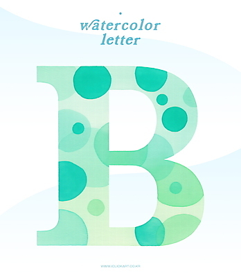 PSD 일러스트 수채화 타이포그라피 사람없음 초록색 원형 B 겹침 국내일러스트 도형 문자 알파벳 컬러 파일형식