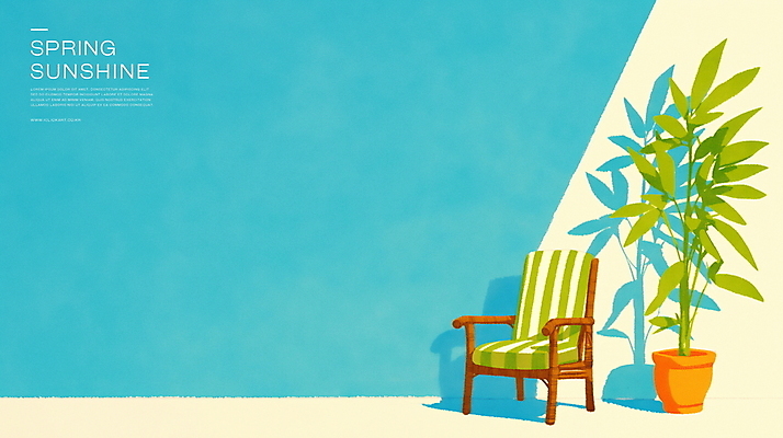 PSD 화분 의자 일러스트 실내 그림자 풍경 사람없음 햇빛 민트색 국내일러스트 컬러 가구 내부 태양 파일형식