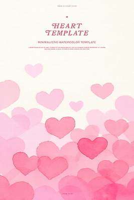 PSD 분홍색 일러스트 수채화 사람없음 하트백그라운드 겹침 국내일러스트 컬러 백그라운드 하트 파일형식