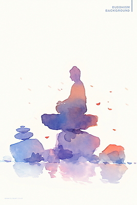 PSD 꽃잎 불교 일러스트 수채화 사람없음 평화 보라색 부처님오신날 석탑 부처님상 국내일러스트 기념일 꽃 종교 컬러 컨셉 탑 불상 부처 파일형식