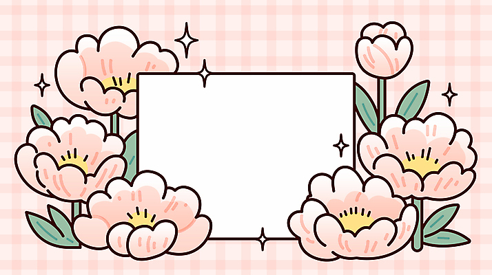 분홍색 잎 일러스트 사각프레임 사람없음 체크무늬 작약 카피스페이스 국내일러스트 AI파일 식물 꽃 컬러 무늬 프레임 사각형 공백 파일형식 벡터