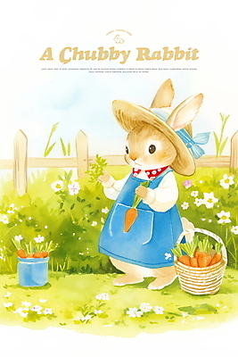 전신 PSD 꽃 일러스트 자연 동화 들기 잔디 초원 사람없음 연두색 바구니 귀여움 봄 시골 토끼캐릭터 밀짚 나무울타리 국내일러스트 식물 계절 동물캐릭터 컨셉 모션 초록색 울타리 토끼 짚 생태계 파일형식