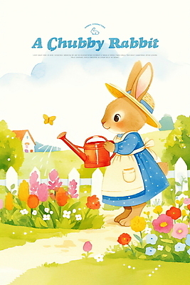 전신 PSD 구름 한마리 길 나비 꽃밭 일러스트 자연 주택 들기 잔디 사람없음 연두색 울타리 귀여움 정원 앞치마 봄 물뿌리개 시골 토끼캐릭터 물주기 밀짚모자 국내일러스트 자연요소 식물 모자_잡화 1 계절 꽃 동물캐릭터 곤충 컨셉 모션 건물 초록색 담장 토끼 생태계 파일형식