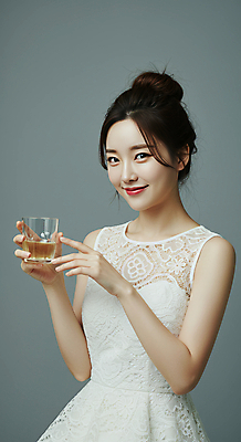 JPG 편집이미지 여자 한명 미소 들기 상반신 성인 앞모습 뷰티 물컵 의료성형뷰티 성인여자한명만 편집실사 AI인물포토 AI콘텐츠 1 뷰포인트 모션 표정 사람 컵 CG 여자한명만 성인여자만 파일형식 AI포토