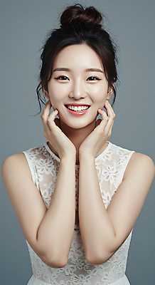 JPG 편집이미지 여자 한명 미소 상반신 성인 앞모습 뷰티 꽃받침 의료성형뷰티 성인여자한명만 편집실사 AI인물포토 AI콘텐츠 1 뷰포인트 표정 사람 손짓 CG 여자한명만 성인여자만 파일형식 AI포토